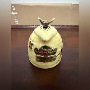Vintage collectible Tropic Bee Orange Blossom Honey jar pot Yellow Honey Bee
